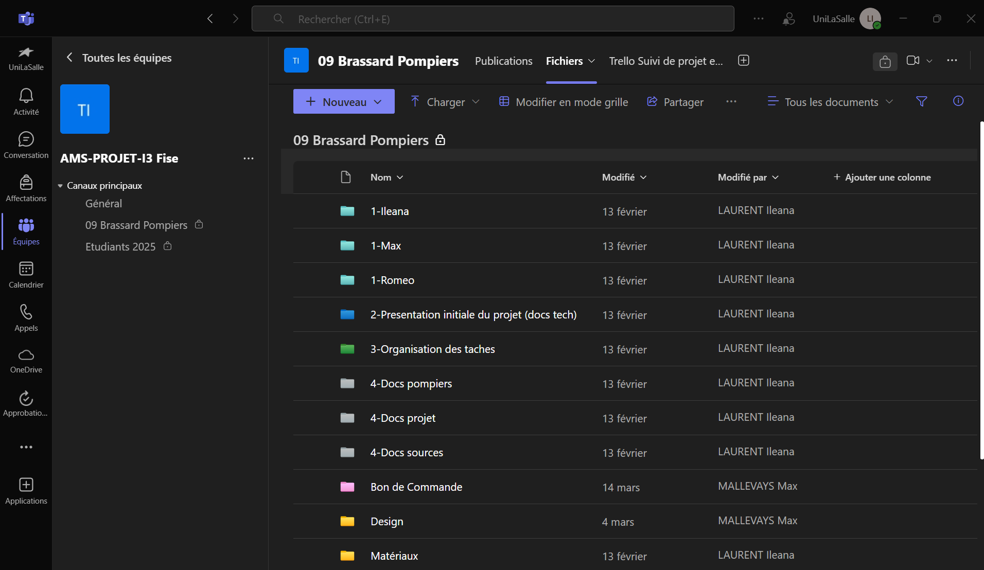 Organisation du canal Teams