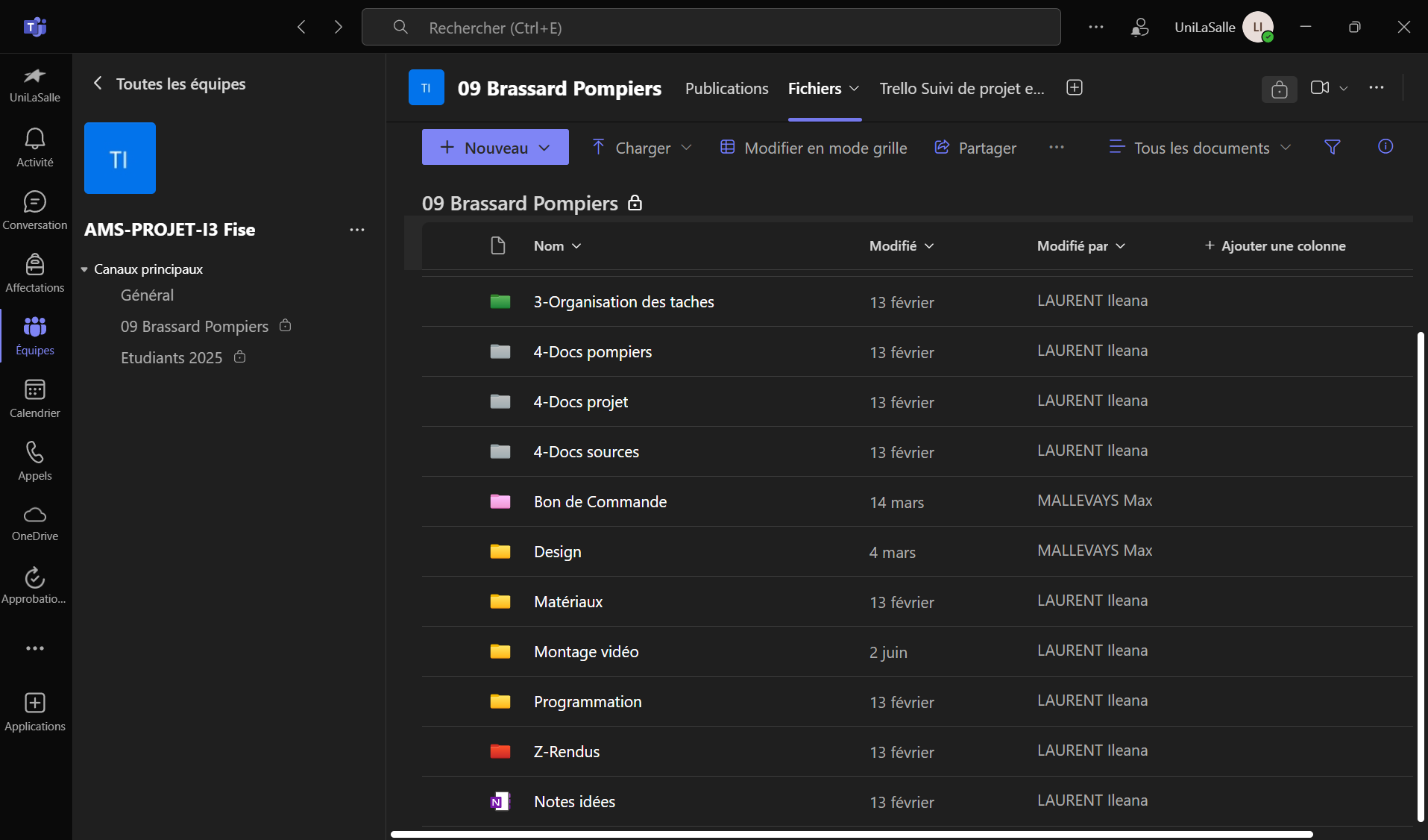 Structure des dossiers Teams